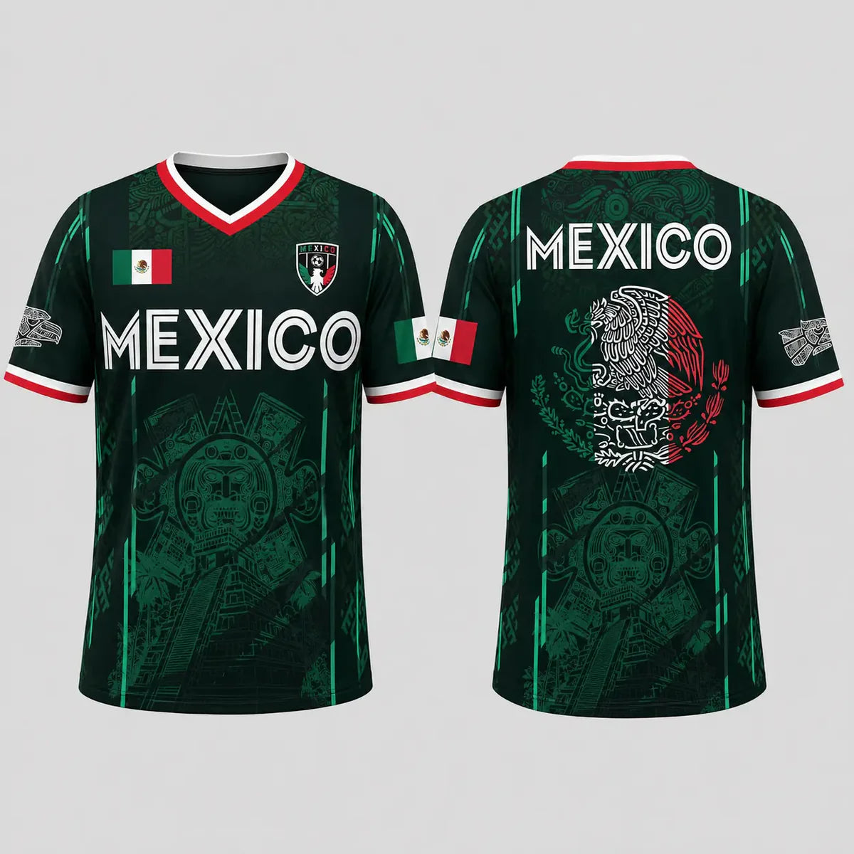 2026 Mexico Chichén Itzá Pyramid All-Over Print Retro Soccer Jersey
