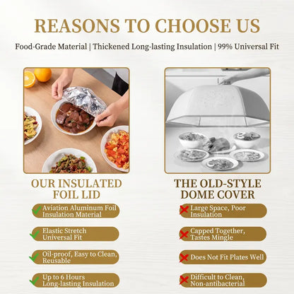 Heat-Lock Foil Food Covers – 50 Pack for Hot Meals & Leftovers