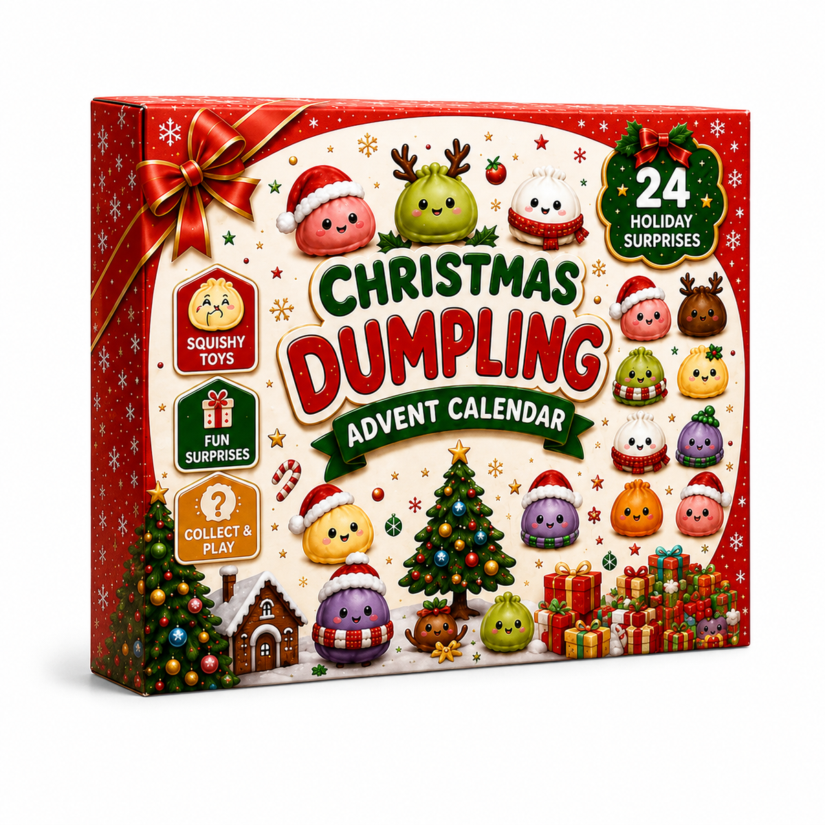 🥟 Christmas Dumpling Squishy Advent Calendar – 24 Days Holiday Toys 🎄