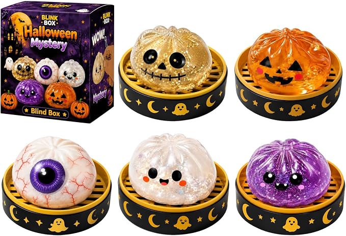 🔥 55% OFF TODAY 🎃 Healrize® Halloween Steamed Bun Squishy Random Mystery Box | 6 Spooky Styles to Collect🎃