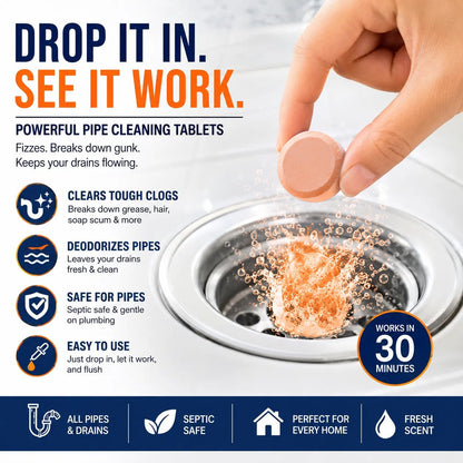 💥Active Oxygen Foaming Drain Cleaner Tablets – Weekly Care for Kitchen & Bathroom Drains