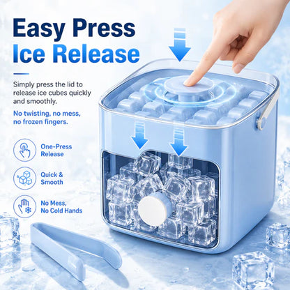 48-Cube Press Release Ice Maker Tray with Lid & Storage Bin