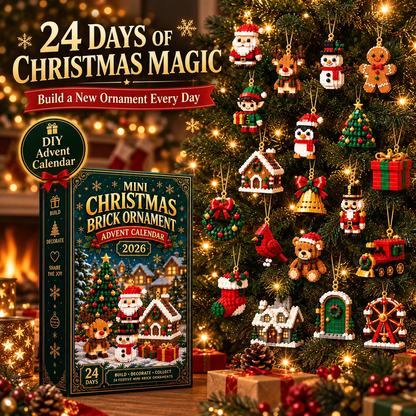 🎄 24-Day Christmas Brick Ornament Advent Calendar Set 🎁