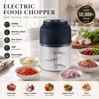 Electric Garlic & Food Chopper – USB Rechargeable Mini Kitchen Chopper