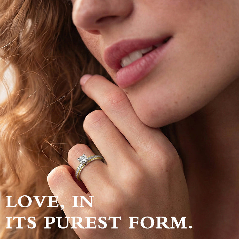 US-💞Two-Tone Diamond Promise Ring Set – Refined Gold & Silver Bands Designed for Couples, Love & Forever