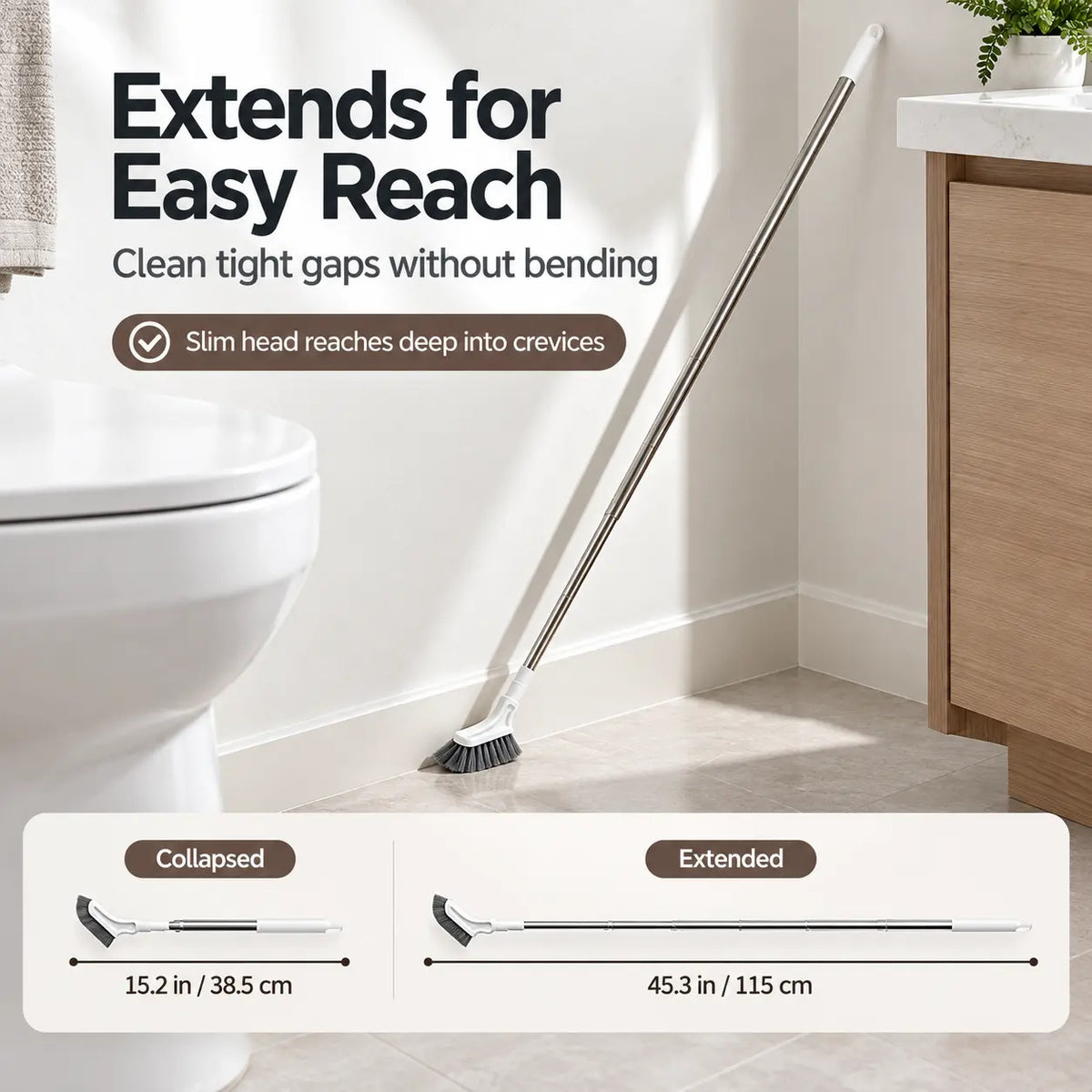 🧼 Telescopic Crevice Cleaning Brush – Reach Deep, Scrub Every Gap