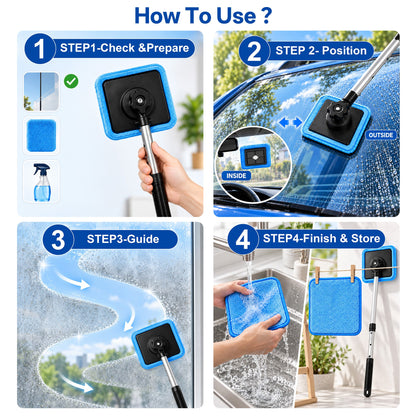 All-In-One Magnetic Glass Cleaner — Dual-Side Cleaning, Washable Pads & Versatile Home and Car Use | One Kit. Cleaner Glass. Less Effort. 💎