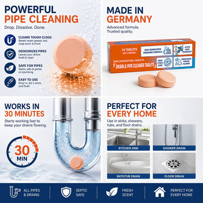 💥Active Oxygen Foaming Drain Cleaner Tablets – Weekly Care for Kitchen & Bathroom Drains