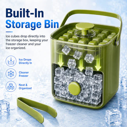 48-Cube Press Release Ice Maker Tray with Lid & Storage Bin