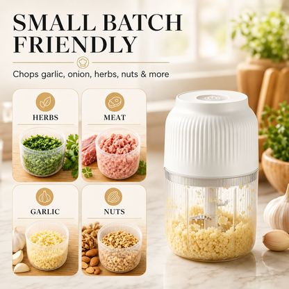Electric Garlic & Food Chopper – USB Rechargeable Mini Kitchen Chopper