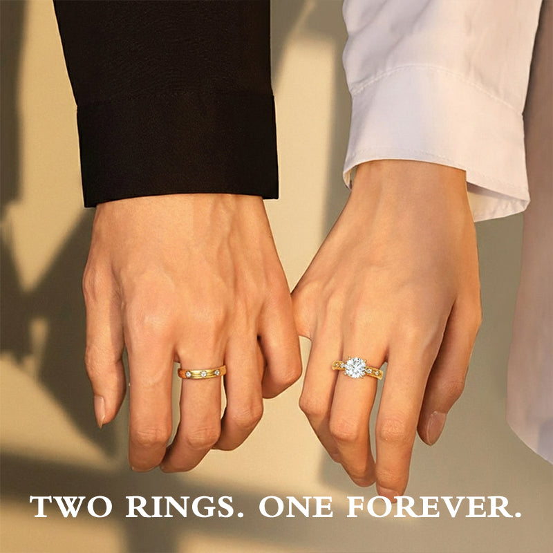 US-💜Minimal Gold Diamond Couple Ring Set✨✨