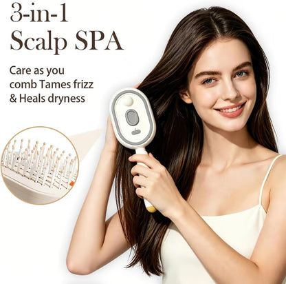 Electric Spray Air Cushion Massage Comb, Self-Cleaning Anti-Tangle Hair Brush, Anti-Static Volumizing Scalp Massage Brush for Dry Frizzy Hair Care