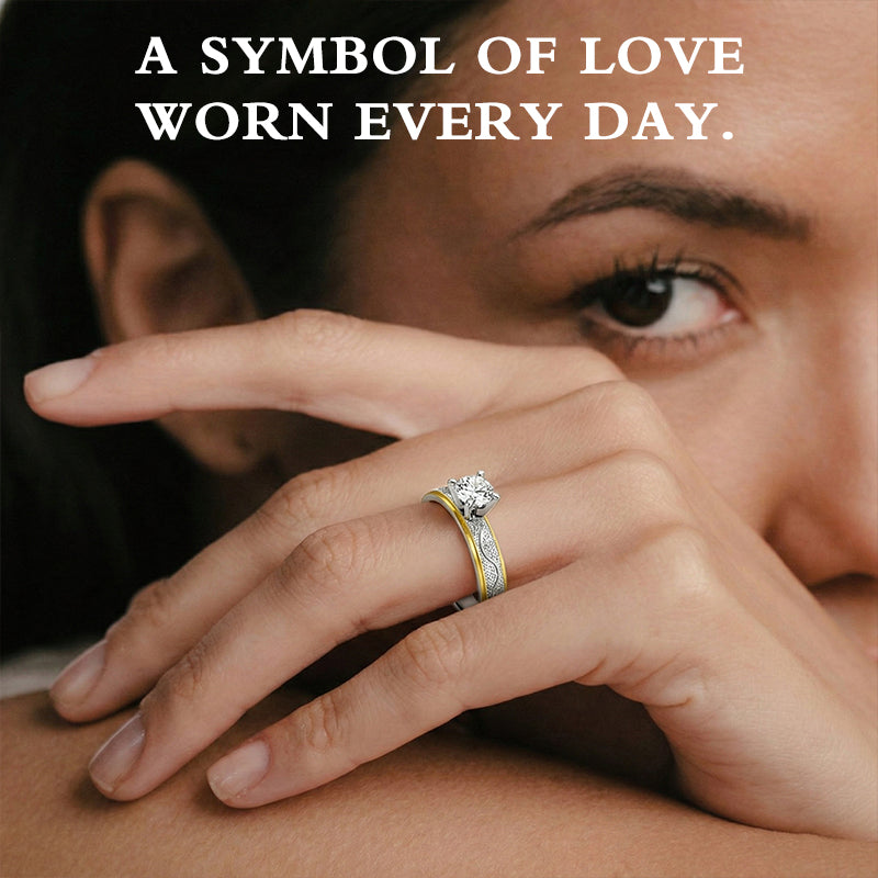 US-💞Two-Tone Diamond Promise Ring Set – Refined Gold & Silver Bands Designed for Couples, Love & Forever