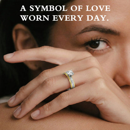 US-💞Two-Tone Diamond Promise Ring Set – Refined Gold & Silver Bands Designed for Couples, Love & Forever