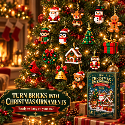 🎄 24-Day Christmas Brick Ornament Advent Calendar Set 🎁