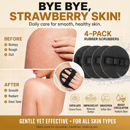 🧽 4-Pack Soft Rubber Shower Scrubber – Gentle Yet Effective, Exfoliates & Cleanses All Skin Types
