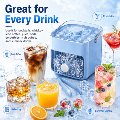 48-Cube Press Release Ice Maker Tray with Lid & Storage Bin