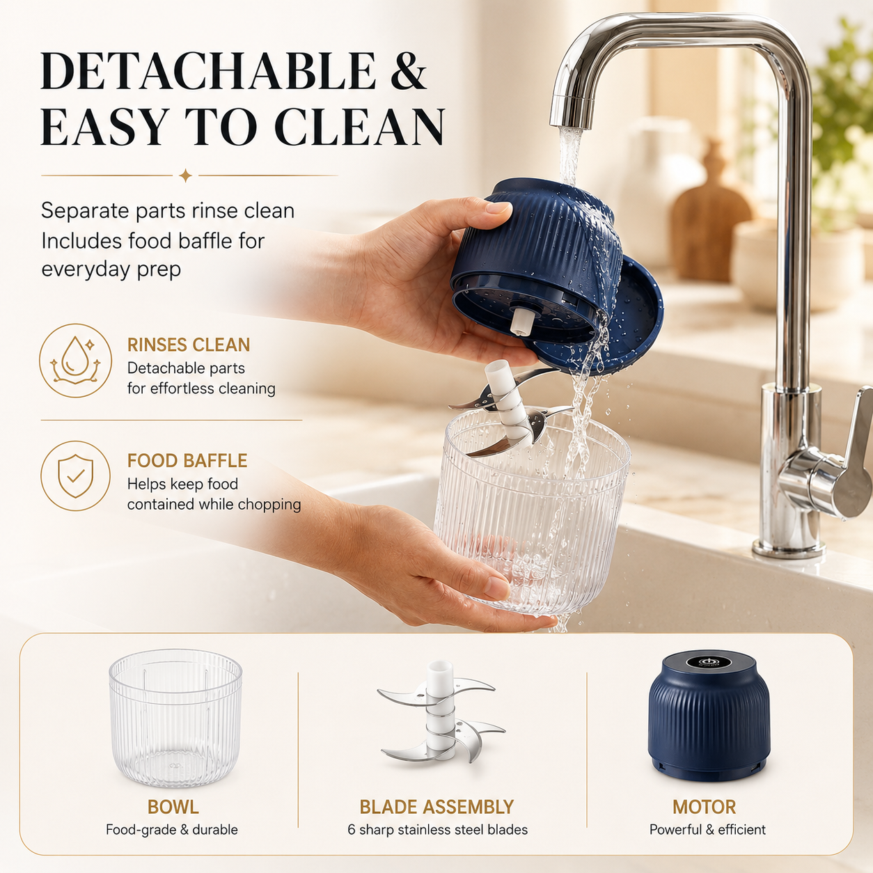 Electric Garlic & Food Chopper – USB Rechargeable Mini Kitchen Chopper