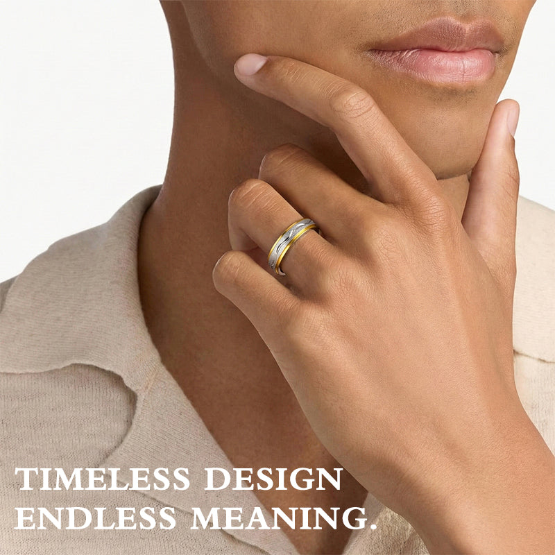 US-💞Two-Tone Diamond Promise Ring Set – Refined Gold & Silver Bands Designed for Couples, Love & Forever