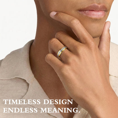 US-💞Two-Tone Diamond Promise Ring Set – Refined Gold & Silver Bands Designed for Couples, Love & Forever