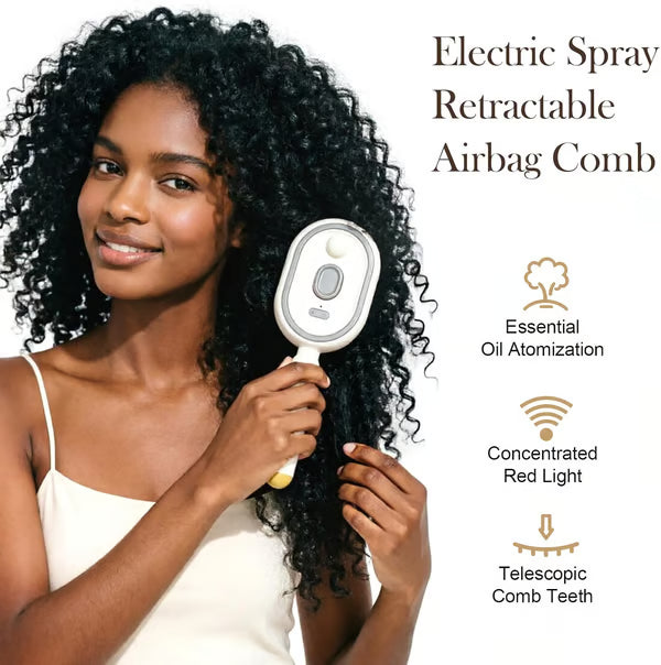 Electric Spray Air Cushion Massage Comb, Self-Cleaning Anti-Tangle Hair Brush, Anti-Static Volumizing Scalp Massage Brush for Dry Frizzy Hair Care