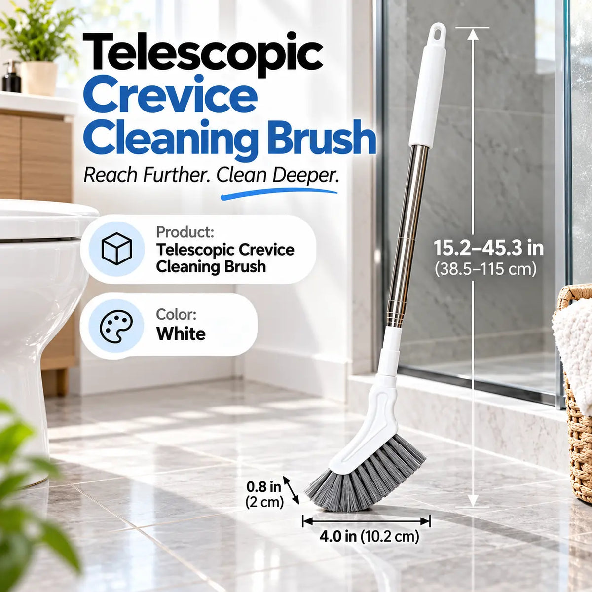 🧼 Telescopic Crevice Cleaning Brush – Reach Deep, Scrub Every Gap