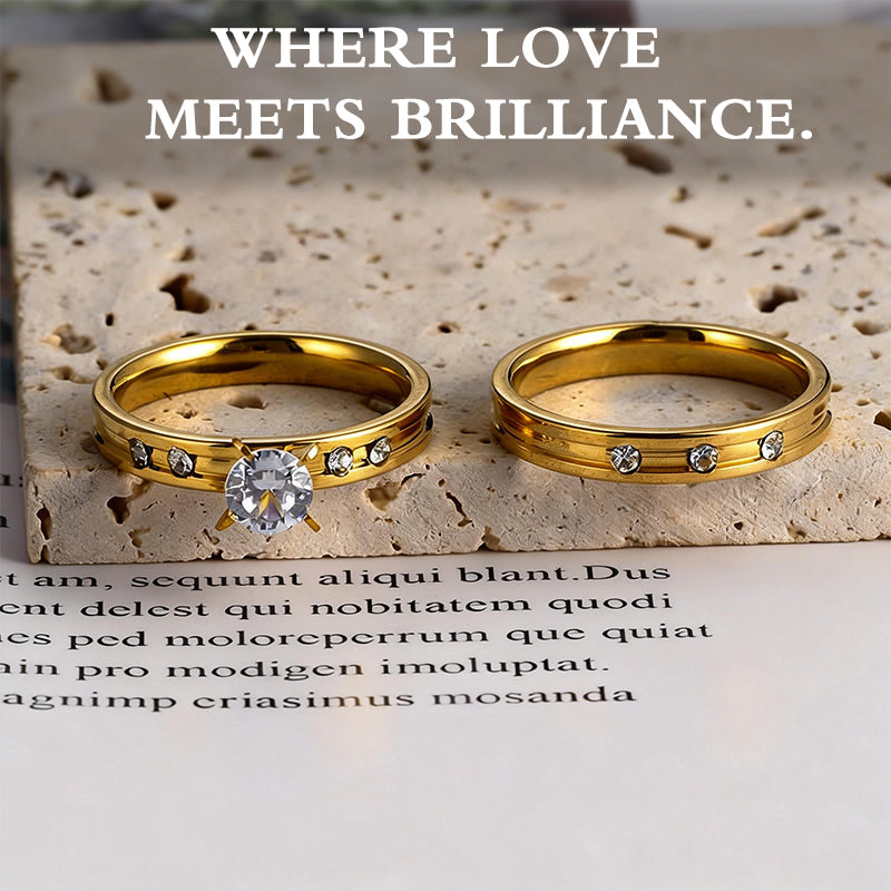 US-💜Minimal Gold Diamond Couple Ring Set✨✨