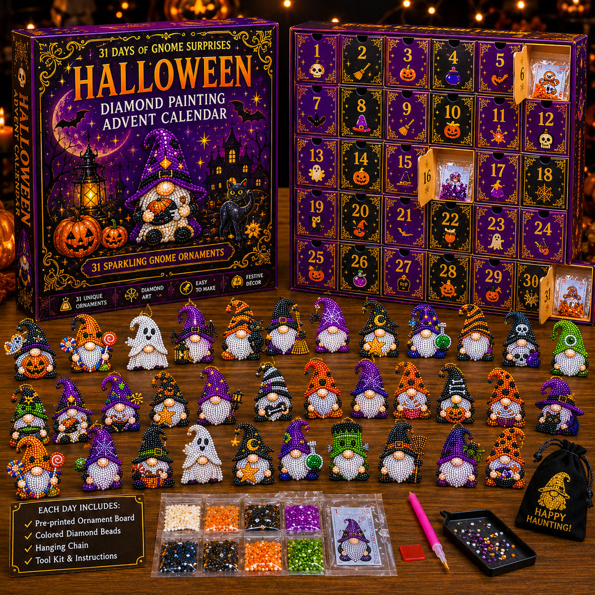 🎃🎄 Gnome Diamond Painting Advent Calendar – Halloween, Christmas & More