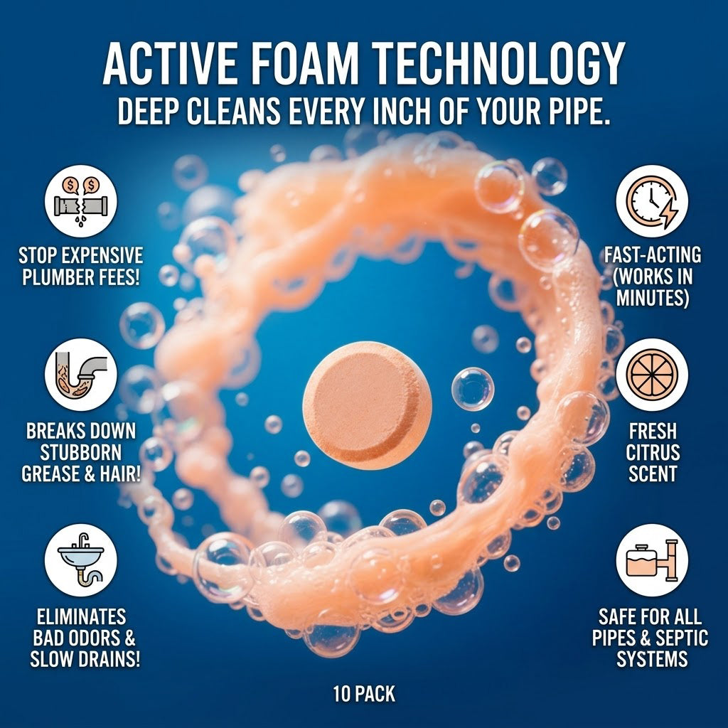 💥Active Oxygen Foaming Drain Cleaner Tablets – Weekly Care for Kitchen & Bathroom Drains