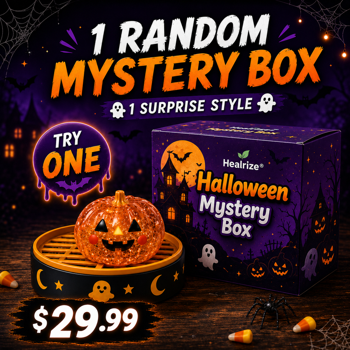 🔥 55% OFF TODAY 🎃 Healrize® Halloween Steamed Bun Squishy Random Mystery Box | 6 Spooky Styles to Collect🎃