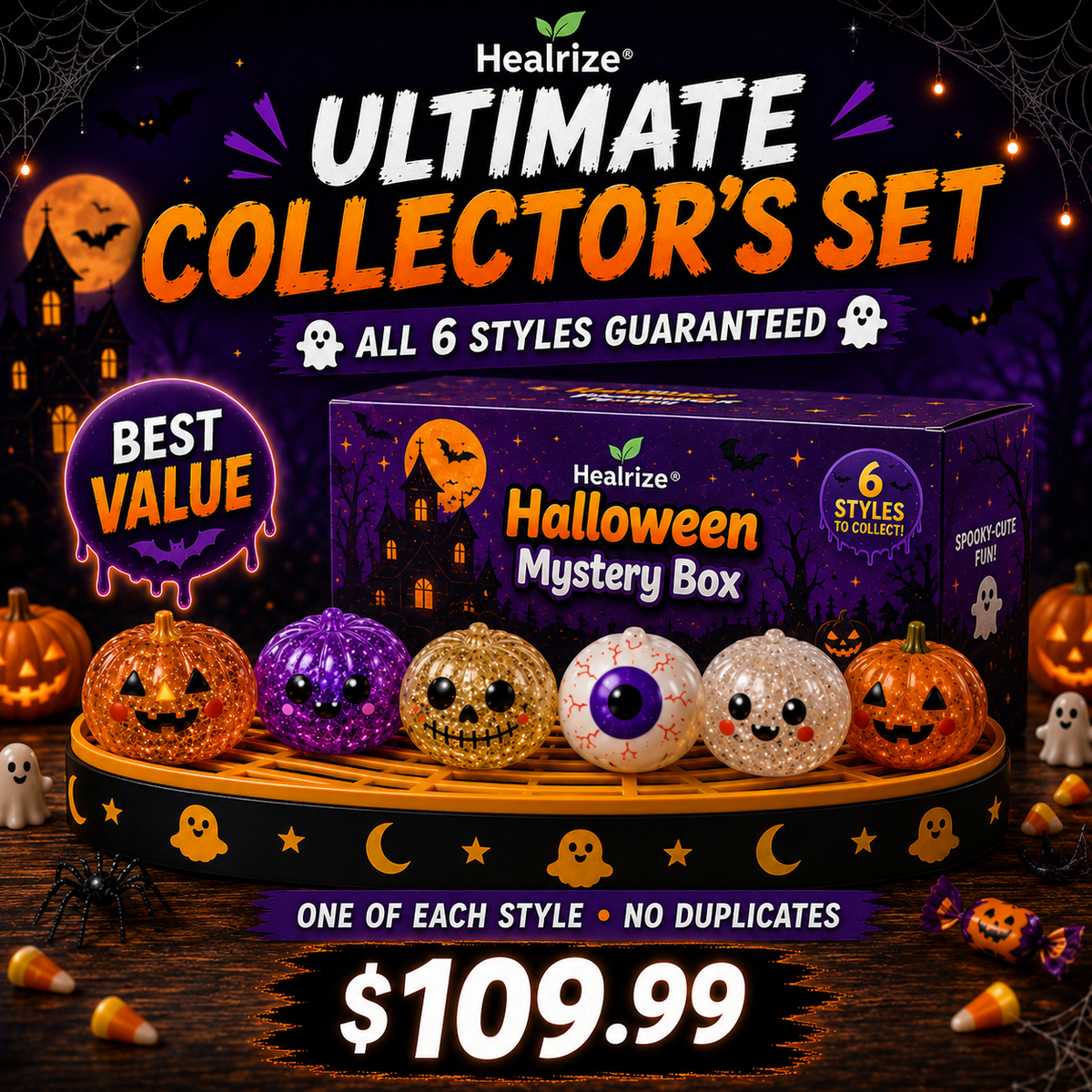 🔥 55% OFF TODAY 🎃 Healrize® Halloween Steamed Bun Squishy Random Mystery Box | 6 Spooky Styles to Collect🎃