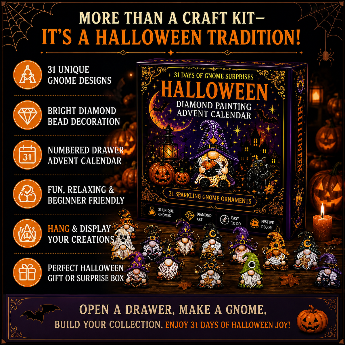 🎃🎄 Gnome Diamond Painting Advent Calendar – Halloween, Christmas & More