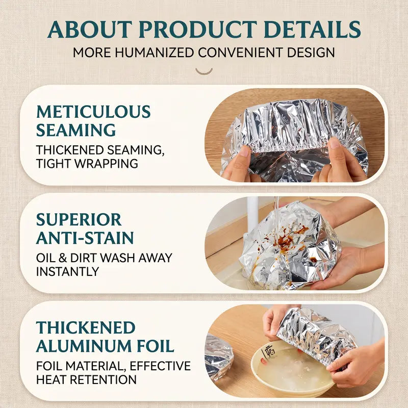 Heat-Lock Foil Food Covers – 50 Pack for Hot Meals & Leftovers