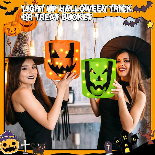 🎃LED Light-Up Halloween Candy Bucket Set – 3 or 4 Colors 👻