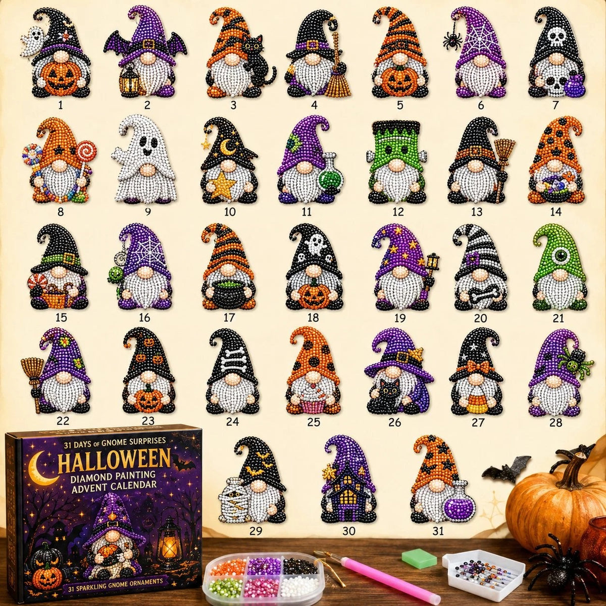 🎃🎄 Gnome Diamond Painting Advent Calendar – Halloween, Christmas & More