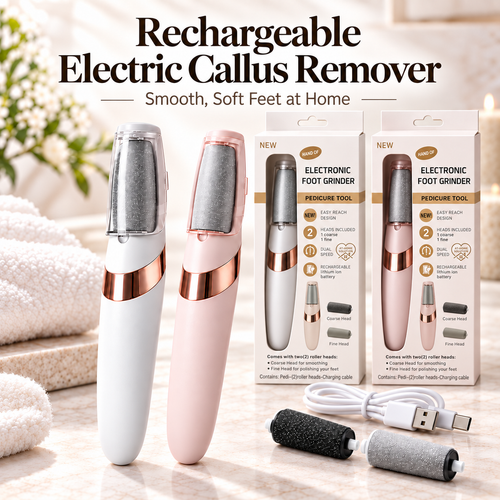 ✨ Rechargeable Electric Callus Remover – 2 Roller Heads & 2 Speeds for Smooth, Soft Feet