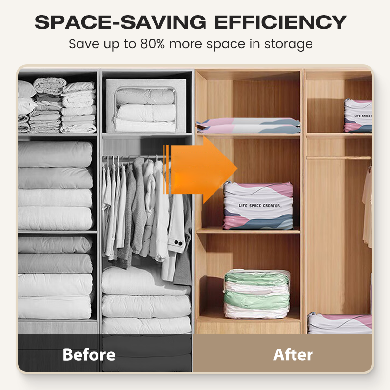 💨 No-Pump 3D Vacuum Storage Bags — Compress in Seconds & Save Up to 80% Space