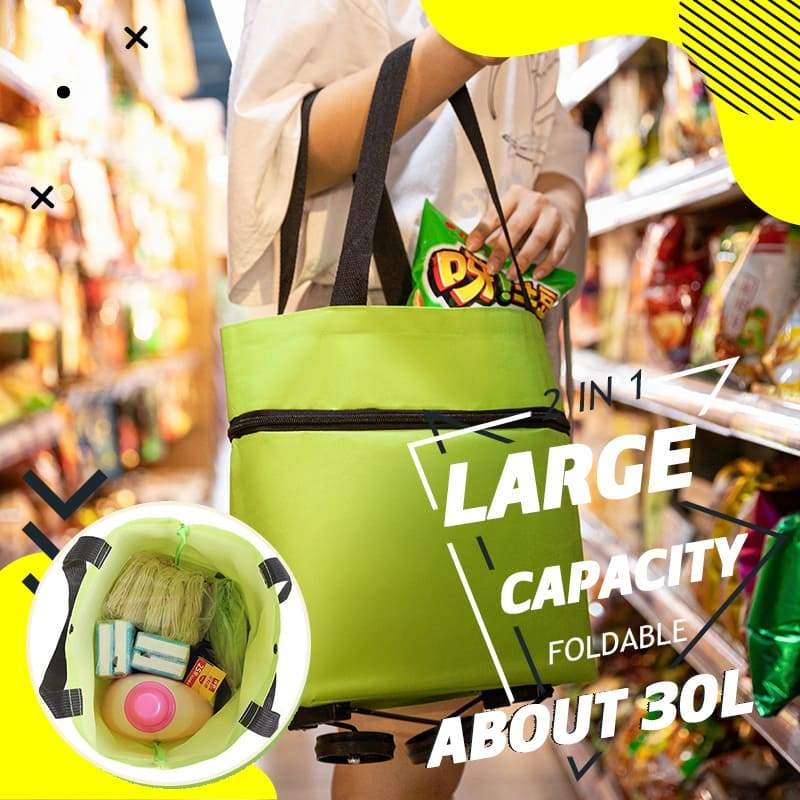 🛒 2-in-1 Foldable Shopping Cart | Shop, Carry & Roll with Ease