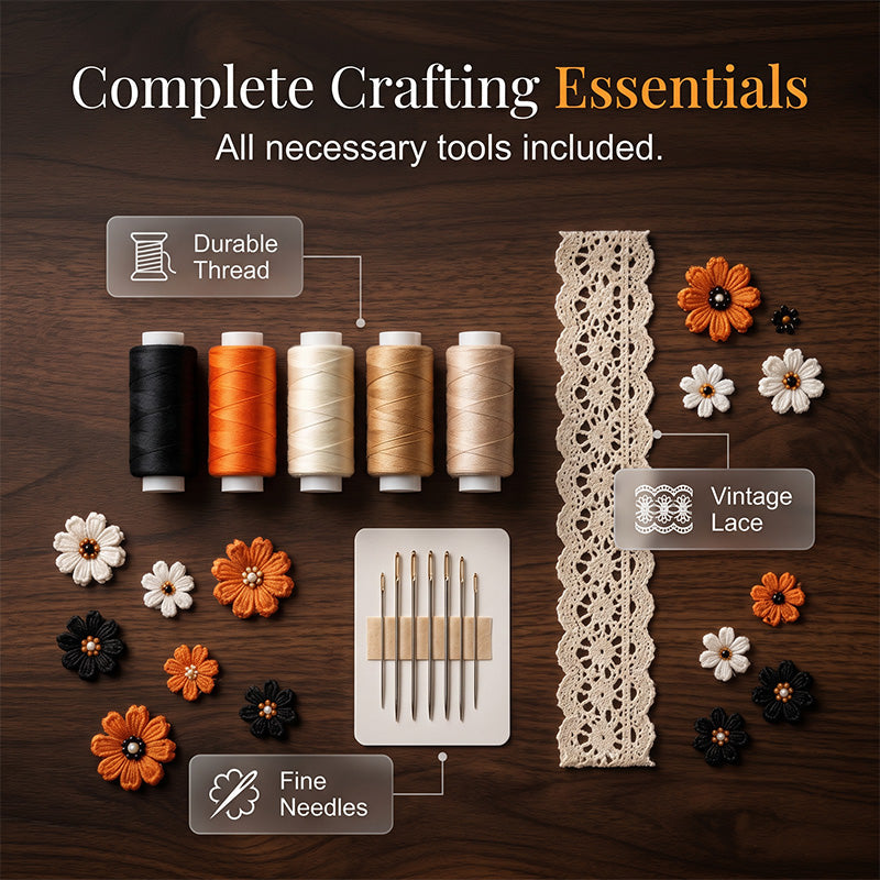 🔥LAST DAY 49% OFF - 🎃Day of the Dead Patchwork Doll DIY Sewing Kit - Handmade Fabric Doll Craft Kit with Floral Details
